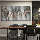 cheap Abstract Paintings-Handmade Oil Painting Canvas Wall Art Decoration Modern Abstract Grey Texture for Home Decor Rolled Frameless Unstretched Painting