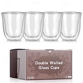 お買い得  コーヒーアプライアンス-150 ミリリットルクリア二重壁ガラスコーヒーマグ断熱層カップセットバーティーミルクジュース水エスプレッソショットグラス