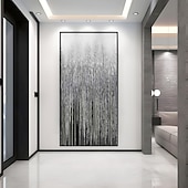 preiswerte Abstrakte Gemälde-handgemaltes Wandkunst-Ölgemälde auf Leinwand – vertikales Gemälde, Wandkunst, abstraktes Gemälde, Einweihungsgeschenk – goldene Striche, Kunstwerk, Originalgemälde für Wohnzimmerdekoration