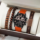 cheap Quartz Watches-Men&#039;s 4pcs/Set Quartz Watch for Men Analog Quartz Retro Stylish Chronograph Alloy Nylon Sport Style Watches