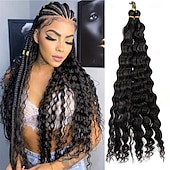 abordables Crocheter les cheveux-2 pack océan vague profonde crochet cheveux 16 pouces bouclés tressage cheveux pour crochet tresses déesse locs crochet cheveux dreadlock extensions