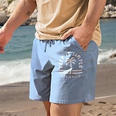 baratos Feriado-Homens Coqueiro Calção Shorts de verão Shorts de praia Cintura Média Havaiana Casual Ao ar livre Feriado Para Noite Com Cordão Cintura elástica Imprimir Designer Roupa