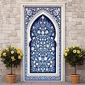 tanie Okładki drzwi-ramadan kareem meczet pokrowce na drzwi wystrój muralu drzwi gobelin zasłona drzwi dekoracja tło drzwi banner zdejmowany na frontowe drzwi kryty na zewnątrz domu dekoracja pokoju dom wystrój dostaw