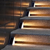abordables Éclairage paysager-Lampe de marche solaire étanche IP67 pour l&#039;extérieur, éclairage d&#039;escalier extérieur, conception de lentilles LED, lumière d&#039;escalier antivol super brillante, éclairage de décoration pour jardin,
