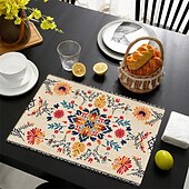 cheap Placemats &amp; Coasters &amp; Trivets-1PC Ethnic Pattern Placemat Table Mat 12x18 Inch Table Mats for Party Kitchen Dining Decoration