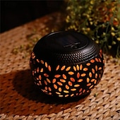 baratos Luzes e lanternas de caminho-Mesa solar ao ar livre luzes do jardim dança cintilação chama lâmpada retro lâmpada de metal para pátio jardim caminho quintal decoração iluminação 1x