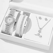 levne Quartz hodinky-5 ks/sada hodinek sada pro ženy - lesklý drahokamu móda hvězdné nebe digitální ciferník křemenné hodinky prsteny náhrdelník náušnice sada šperků valentýn den matek dárky