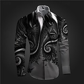 economico Modello 3D-Per uomo Camicia con bottoni Camicie stampate Manica lunga Sottoculturale Da mare Feste Strada Primavera estate Collo ripiegabile Stampa Bottone giù Rosso Blu Viola Grigio