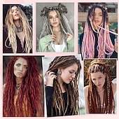 abordables Crocheter les cheveux-Extensions de dreadlocks de 24 pouces 20 brins hippie à extrémité unique dreads 0,6 cm de largeur extensions loc style reggae cheveux au crochet synthétiques pour femmes et hommes