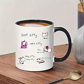 ieftine Cupe &amp; Căni-1 cană amuzantă pentru pisici cană de cafea cadou amuzant cadou de inspirație cadou de zi de naștere favoare de petrecere decor de vacanță cadou de vacanță cadou pentru prieteni 11 oz