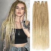 abordables Crocheter les cheveux-extensions dreadlock 24 pouces synthétique hippie simple extrémité dreads 15 brins ombre brun 0,6 cm largeur extensions loc style reggae crochet cheveux pour femmes
