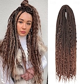 olcso Hajfonatok-24 hüvelykes, 18 szálú szintetikus kétvégű raszta hosszabbítók 3 az 1-ben vegyes göndör végű hippi stílusú boho wavy de dreads fonat raszta hosszabbítókban