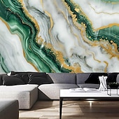 cheap Wallpaper-Cool Wallpapers Green Gold 3D Wallpaper Wall Mural Marble Abstract Roll Sticker Peel and Stick Removable PVC/Vinyl Material Self Adhesive/Adhesive Required Wall Decor for Living Room Kitchen Bathroom