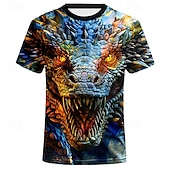 cheap Animal Print T shirts-Men&#039;s Animal Dragon T shirt Short Sleeve T shirt 3D Print Crew Neck Shirt Designer Casual Subculture Sports Outdoor Daily Holiday Yellow Blue Orange Spring &amp; Summer Clothing Apparel S M L XL 2XL 3XL