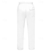 cheap Holiday-Men's Linen Pants Trousers Summer Pants Drawstring Pocket Elastic Waist Plain Comfort Breathable Daily Vacation Holiday Fashion Classic Style Green Khaki Micro-elastic