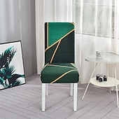 economico Fodera per sedia da pranzo-set da 4/6 pezzi per sedia da pranzo in spandex elasticizzato, fodera protettiva per sedia elasticizzata con motivo geometrico fodera per sedile con fascia elastica per sala da pranzo, matrimonio,