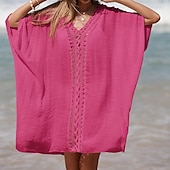 abordables Robes de plage-Robe de plage pour femmes avec découpe vêtements de vacances sans manches couleur noire blanche bleue
