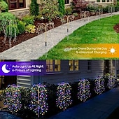 halpa Pathway Lights &amp; Lanterns-1kpl 5 W Aurinkopaneeli LED-valot Aurikoladattava Lämmin valkoinen Monivärinen 5 V 300 LED-helmet