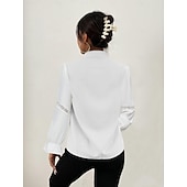 preiswerte Elegante Oberteile-Hemd Spitzenhemd Bluse Weißes Spitzenhemd Damen Schwarz Weiß Rosa Feste Farbe Spitze Taste Strasse Täglich Modisch Stehkragen S