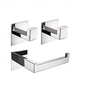 abordables Toalleros de barra-Juego de accesorios de baño autoadhesivos de acero inoxidable: aro para toalla, portarrollos, perchero, kit de accesorios de baño sin taladro con pegamento adhesivo