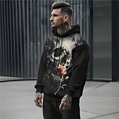 economico felpe 3d da uomo-Per uomo Costumi scheletro Felpa con cappuccio Felpe Felpa Felpa con cappuccio Manica lunga Felpa con cappuccio Con cappuccio Punk gotico Stampa 3D Feste Per eventi Abbigliamento di strada Nero Verde