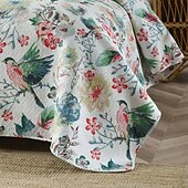 economico Copriletti, coperte e completi-Set trapunta con motivo floreale a forma di uccello in cotone 100%, set copriletto copriletto king size per tutte le stagioni, set di biancheria da letto oversize leggero