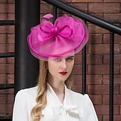 olcso Kalapok és fejdíszek-elbűvölő kentucky derby sapka tüll háló csészealj kalap cilinder esküvő tea party elegáns esküvő tollas csípős fejfedővel