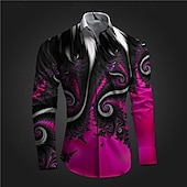 economico Modello 3D-Per uomo Camicia con bottoni Camicie stampate Manica lunga Sottoculturale Da mare Feste Strada Primavera estate Collo ripiegabile Stampa Bottone giù Rosso Blu Viola Grigio