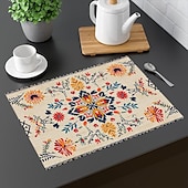 cheap Placemats &amp; Coasters &amp; Trivets-1PC Ethnic Pattern Placemat Table Mat 12x18 Inch Table Mats for Party Kitchen Dining Decoration