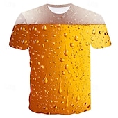 お買い得  3D Tシャツ-男性用 男女兼用 グラフィック バブル ビール Tシャツ 半袖 Tシャツ 3Dプリント ラウンドネック シャツ ストリートファッション ベーシック 日常 週末 A B C 春夏 秋冬 衣類 アジア人サイズ S M L XL XXL 3XL