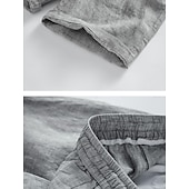 cheap Luxury Linen Pants-100% Linen Men&#039;s Shorts Linen Shorts Summer Shorts Pocket Drawstring Elastic Waist Plain Breathable Comfortable Short Daily Vacation Going out Classic Casual Black Navy Blue