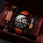 cheap Quartz Watches-Men&#039;s 4pcs/Set Quartz Watch for Men Analog Quartz Retro Stylish Chronograph Alloy Nylon Sport Style Watches