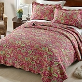 economico Copriletti, coperte e completi-Set trapunta con motivo floreale a forma di uccello in cotone 100%, set copriletto copriletto king size per tutte le stagioni, set di biancheria da letto oversize leggero