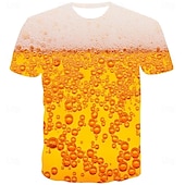 お買い得  3D Tシャツ-男性用 男女兼用 グラフィック バブル ビール Tシャツ 半袖 Tシャツ 3Dプリント ラウンドネック シャツ ストリートファッション ベーシック 日常 週末 A B C 春夏 秋冬 衣類 アジア人サイズ S M L XL XXL 3XL