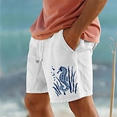 billiga Semester-Herr Djur Flodhäst Havssköldpadda Shorts Sommarshorts Beach Shorts Medium Midja Hawaiisk Ledigt Utomhus Helgdag Utekväll Snörning Elastisk midja Mönster Designer Kläder