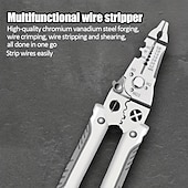 abordables Mejora familiar-Pelacables, alicates multifuncionales para cortar cables afilados con cerradura de metal, utilizados para reparación de electrodomésticos, reparación mecánica, corte de cables de electricista, engarzado, división, bobinado