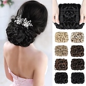 ieftine Meșe-coc dezordonat piesa de par chignon scrunchie piepteni usor elastic piepteni in chignon posturi pentru femei