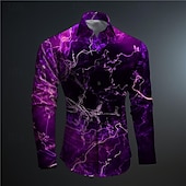 economico Geometrica-Per uomo 3D Print Geometrica Camicia con bottoni Camicie stampate Manica lunga Sottoculturale Da mare Feste Strada Primavera estate Collo ripiegabile Stampa Bottone giù Rosso Blu Viola Verde Grigio