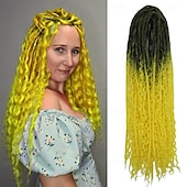 olcso Hajfonatok-24 hüvelykes, 18 szálú szintetikus kétvégű raszta hosszabbítók 3 az 1-ben vegyes göndör végű hippi stílusú boho wavy de dreads fonat raszta hosszabbítókban
