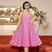 ieftine Rochii-1950 Retro / vintage rockabilly Rochii Costum de petrecere Rochie Flare Buline Costume de fancy Pentru femei Petrecere / Seara Petrecerea Burlăcițelor Adulți Rochie Rochii de acasă