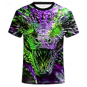 cheap Animal Print T shirts-Men&#039;s Animal Dragon T shirt Short Sleeve T shirt 3D Print Crew Neck Shirt Designer Casual Subculture Sports Outdoor Daily Holiday Yellow Blue Orange Spring &amp; Summer Clothing Apparel S M L XL 2XL 3XL