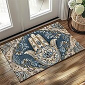 preiswerte Fußmatten-Hamsa-Hand-Ramadan-Fußmatte, Fußmatten, waschbare Teppiche, Küchenmatte, rutschfester, ölbeständiger Teppich, Innen- und Außenmatte, Schlafzimmerdekoration, Badezimmermatte, Eingangsteppich