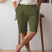 cheap Luxury Linen Pants-40% Linen Men&#039;s Shorts Linen Shorts Summer Shorts Button Up Pocket Plain Breathable Comfortable Short Daily Vacation Going out Classic Casual White Navy Blue