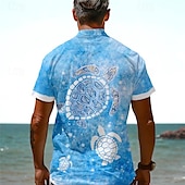 cheap Ocean Print-Men&#039;s Tropical Turtles Shirt Summer Hawaiian Shirt Aloha Shirt Short Sleeve Shirt Turndown Vacation Hawaiian Outdoor Vacation Hawaiian Blue Orange Green S M L