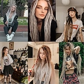 abordables Crocheter les cheveux-extensions dreadlocks dreads synthétiques 24 pouces 15 brins extensions de dreadlocks à double extrémité extrémités droites dreads de style hipple 0,6 cm de largeur extensions dread pour femmes