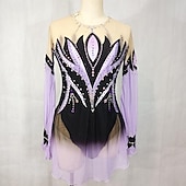 voordelige Latin danskleding-Latijnse dans Ballroomdansen Gymnastiek Kleding Glitter Acryl edelstenen Gesplitst Dames Voor meisjes Prestatie Feest Lange mouw Natuurlijk Elastisch Netstof Elastaan
