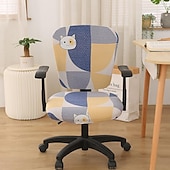 baratos Capa para Cadeira de Escritório-Capa para cadeira de escritório, capa para cadeira de mesa de computador, spandex elástico, anti-poeira, divisão universal, giratória, protetor de capa para cadeira giratória, conjunto de 2 peças,
