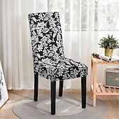 economico Fodera per sedia da pranzo-fodera per sedia da pranzo in spandex elasticizzato 1 pezzo, fodera protettiva per sedia elasticizzata stampata floreale fodera per sedile con elastico per sala da pranzo, matrimonio, cerimonia,