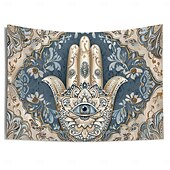 ieftine Tapiserii de vacanță-Epocă hamsa agățată de mână tapiserie eid ramadan artă de perete tapiserie mare decor mural fotografie fundal pătură perdea acasă dormitor living decor