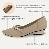 levne Block Heels-Dámské Podpatky Větší velikosti Boty Flyknit Měkké boty Svatební Kancelář Práce Štras Imitace perel Kačenka Palec do špičky Módní Klasické Pohodlné Chůze Úplet Povaleč Černá Červená Modrá